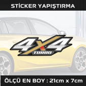 4x4 turbo -  2 ADET sticker araba cam bagaj uyumlu et,ket kask motosiklet dolap cam uyumlu yapışkan - 1