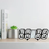 Valkyrie Beyaz LED Siyah Kasa Dijital Dekoratif Masa veya Duvar Saati - 4