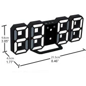 Valkyrie Beyaz LED Siyah Kasa Dijital Dekoratif Masa veya Duvar Saati - 5