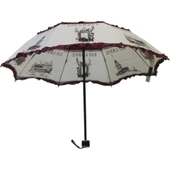 İstanbul Desenli Bordo Şemsiye - 1