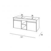 Denko Twin 120 cm MDF UD Banyo Dolabı Alt Modül ve Lavabo - 3