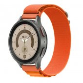 KNY Samsung Galaxy Gear S2 (20MM) İçin Kumaş Desenli Naylon Kayış-Kordon KRD-74 Turuncu - 5