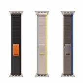 KNY Apple Watch 7 41 MM İçin KRD-77 Hasır Desenli Kumaş Kayış-Kordon Siyah - 2