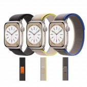 KNY Apple Watch 7 41 MM İçin KRD-77 Hasır Desenli Kumaş Kayış-Kordon Siyah - 4