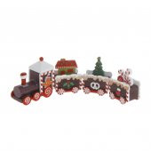 22X7cm Ahşap Yılbaşı Treni Kırmızı Trenli - 1