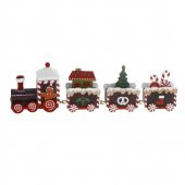 22X7cm Ahşap Yılbaşı Treni Kırmızı Trenli - 3