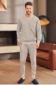 Mecit 2757 Erkek Gri Büyük Beden Uzun Kollu Pijama Takımı - 1
