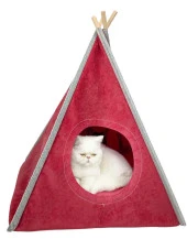 Tepee Five Kedi Evi, Kedi Barınağı, Kedi Çadırı, Minderli Kedi Yatağı - 1