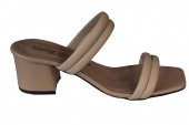 YAZKIŞ İki Bantlı Krem Nut  5cm Topuklu Terlik - 2
