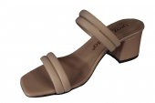 YAZKIŞ İki Bantlı Krem Nut  5cm Topuklu Terlik - 4