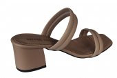 YAZKIŞ İki Bantlı Krem Nut  5cm Topuklu Terlik - 5