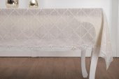 Finezza Asos Keten Polyester Jakarlı Kumaş Krem Masa Örtüsü 150x210 cm - 1315 - 3