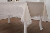 Finezza Asos Keten Polyester Jakarlı Kumaş Krem Masa Örtüsü 150x210 cm - 1315 - 2