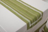Finezza Julyet Pamuk Krem Yeşil Masa Örtüsü ve Runner 170x230 cm 2 Prç. - 1316 - 2