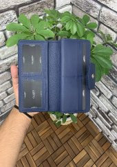 Guard Mat Lacivert Fermuarlı ve Hakiki Deri Patlı El Portföyü P2214 - 2