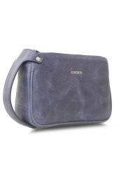 Guard Antik Lacivert Unisex Çift Fermuarlı El Çantası Hakiki Deri P1831 - 2
