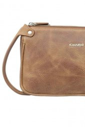 Guard Antik Taba Unisex Çift Fermuarlı El Çantası Hakiki Deri P1831 - 4