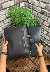 Guard Kahverengi Hakiki Deri Özel Üretim Laptop ve Evrak Çantası - 3