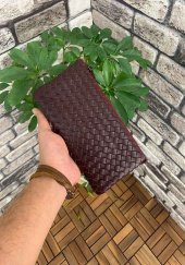 Guard El Örgüsü Küçük Boy Bordo Hakiki Deri Kadın Çantası P2271 - 2