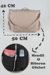 Çantalı Taşınabilir Bebek Reflü Yatağı, Yastığı, Babynest, Anne Çantası Dokuma Kumaş - 4