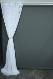 MAKARNA MODEL SİMLİ BEYAZ RENK HAZIR DİKİLMİŞ PİLELİ TÜL PERDE 300*260 - 4