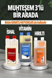 3lü Set Kuşlar Için Farmatom Vitamin Alfamin Ishal Neftor Hırıltı Seti (500 ML) - 1