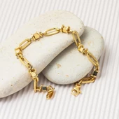 14 Ayar Altın Topçuk Zincirli Bileklik thumbnail 4