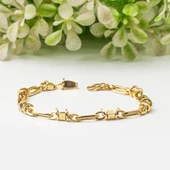 14 Ayar Altın Topçuk Zincirli Bileklik thumbnail 5