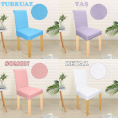 Bal Peteği Likralı Spandex Kumaş Sandalye Kılıfı Yıkanabilir Tüylenmez Tekli Sandalye Örtüsü - 5