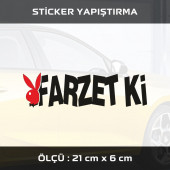 FARZETKİ TÜRKÇE YAZI -  2 ADET sticker etiket araba motosiklet kask cam dolap uyumlu yapıştırma - 1