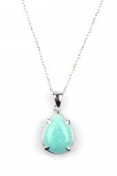 Amazonit Doğal Taş 925 Ayar Gümüş Kolye thumbnail 1