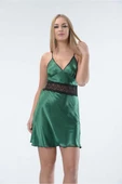 Sistina Bayan Yeşil Saten Gecelik - M-343 thumbnail 2