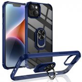 Apple iPhone 14 Kılıf Yüzüklü Standlı Şeffaf Mola Kapak - 6