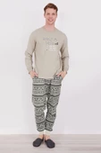 Arnetta 2303 Make A Wish Açık Haki Erkek Uzun Kol Pijama Takım - 1