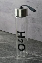 Tohana Metal Kapaklı Cam Matara 450 ml Siyah H2O81453 - 1