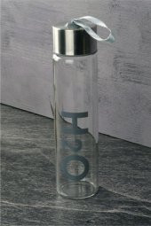 Tohana Metal Kapaklı Cam Matara 450 ml Gri H2O81454 - 1
