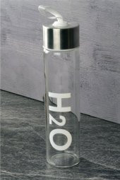 Tohana Metal Kapaklı Cam Matara 450 ml Beyaz H2O81455 - 1