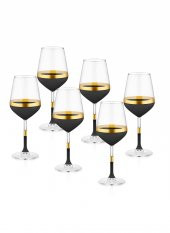 The Mia GLW0001 Glow Şarap Kadehi 6 Lı Set Siyah Gold - 1