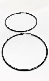 316L CERRAHİ ÇELİK ARKASI KAPALI 60 MM (6CM) SİYAH KAPLAMA VİP SERİ HALKA KÜPE-ÇEHAKÜ14 - 2