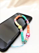 MEYVA FİGÜRLÜ FİMO TAŞLI MAVİ İPLİ TELEFON ASKISI VE CHARM-TEKASK1 - 1