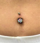 ŞAMBALA HAMUR SWAROVSKİ RENKLİ TAŞ 11 MM GÖBEK PİERCİNG-GBKPR43 - 1