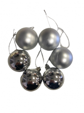 YILBAŞI TOP AĞAÇ SÜSÜ 6LI 5CM GÜMÜŞ - 1