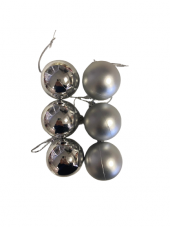 YILBAŞI TOP AĞAÇ SÜSÜ 6LI 5CM GÜMÜŞ - 2