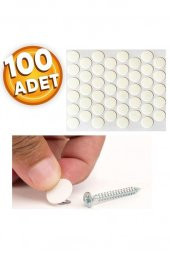 100 Adet Beyaz Ahşap Mobilya Dolapları Için Kendinden Yapışkanlı Vida Tapası Tıpası Kapatıcı - 1