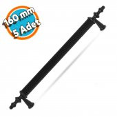 Mobilya Çekmece Mutfak Dolap Kapak Kulpu Kulbu 160 mm Siyah Sert Plastik Kulp (5 Adet) - 1