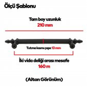 Mobilya Çekmece Mutfak Dolap Kapak Kulpu Kulbu 160 mm Siyah Sert Plastik Kulp (5 Adet) - 3