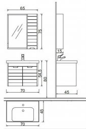 Denko Mostar 70 cm MDF Banyo Dolabı Takımı Alt Modül - 3