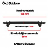 Çekmece Mutfak Dolap Kapak Kulpu Kulbu 96 mm Siyah Sert Plastik Kulp (5 Adet) - 4