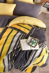 İyi Geceler İstanbul In Line Çift Kişilik Pamuk Battaniye- Sarı - 1