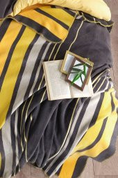 İyi Geceler İstanbul In Line Çift Kişilik Pamuk Battaniye- Sarı - 2